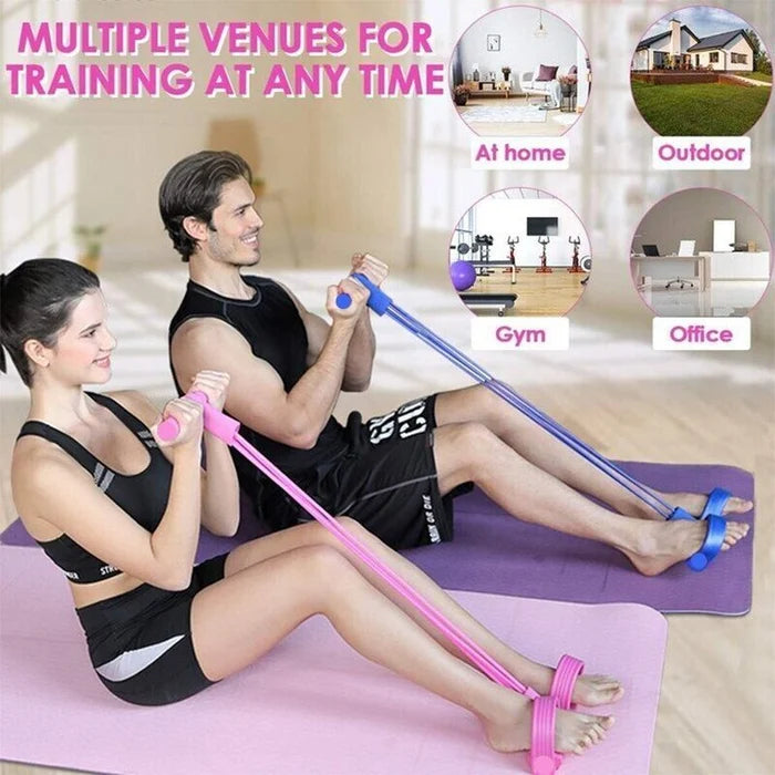 Fitness Resistance Bands-4 Tube Pedal Ankle Puller