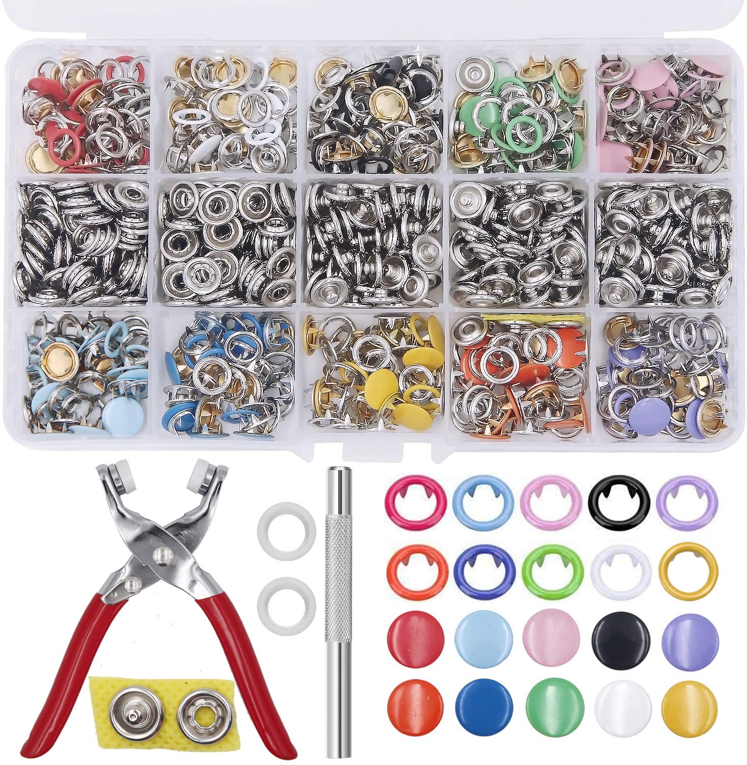 Metal Snaps Buttons Kit with Pliers Press Tool