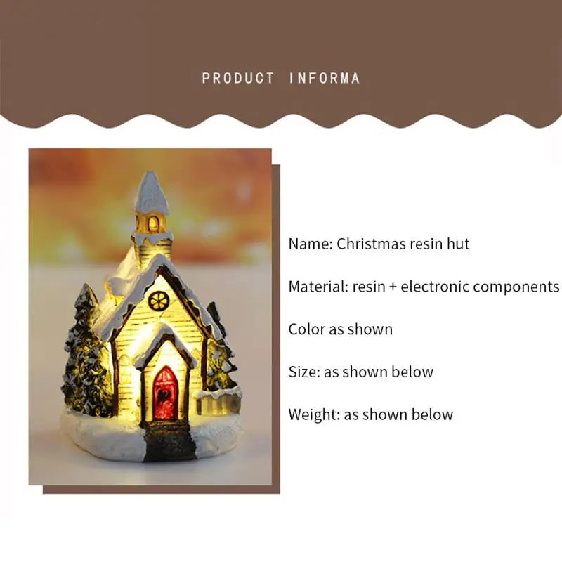 Christmas 2024 New Year Night Light LED Luminous Snow House Sculpture Home Resin Crafts Xmas Gift For Home Bedroom Decoration