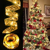 Christmas Ribbon Fairy Light String Merry Christmas Decorations For Home 2023 Cristmas Ornament Xmas Navidad Gifts New Year 2024