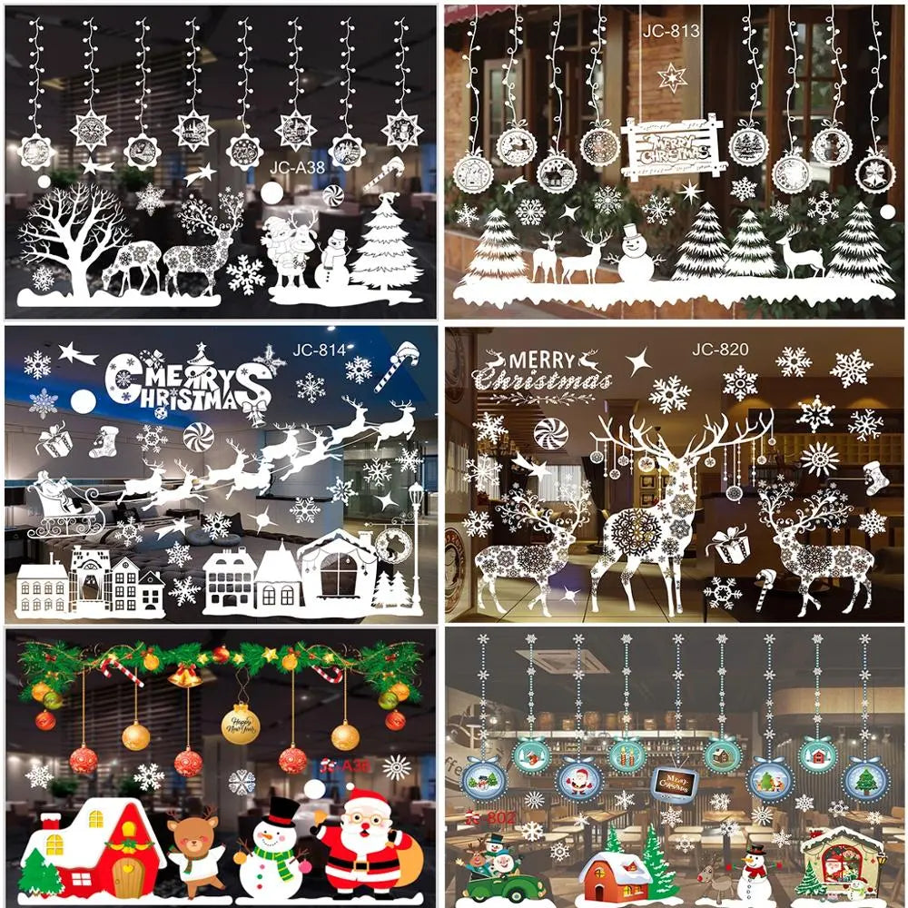 Christmas Window Sticker Merry Christmas Decorations For Home 2023 Cristmas Ornament Xmas Navidad Natal Gifts New Year 2024