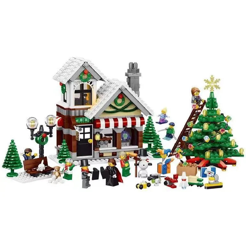 New City Creative Expert Winter Village Toy Shop 10249 Building Blocks House Santa Claus Store Bricks Kids Christmas Gift Toys