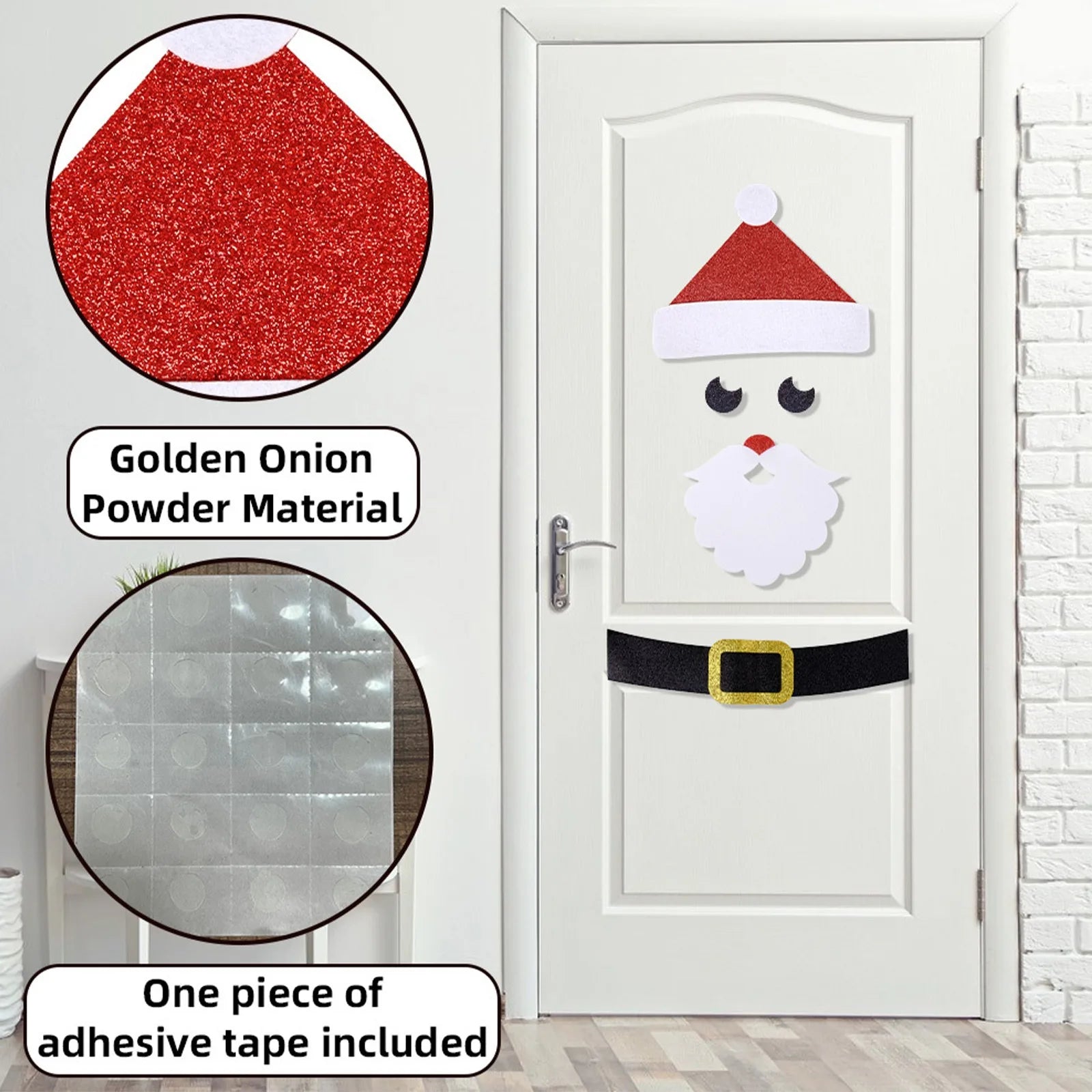 Christmas Door Window Stickers Felt Cloth Snowman Santa Claus Elk Wall Sticker Christmas Home Decoration Happy New Year 2024