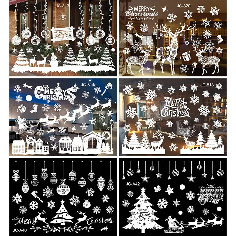 Christmas Window Sticker Merry Christmas Decorations For Home 2023 Cristmas Ornament Xmas Navidad Natal Gifts New Year 2024