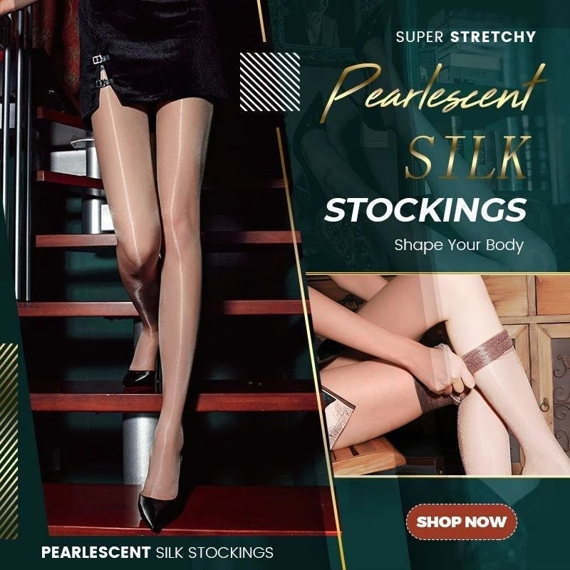 💕 Pearlescent Silk Stockings Sexy Nylon Pantyhose 💕