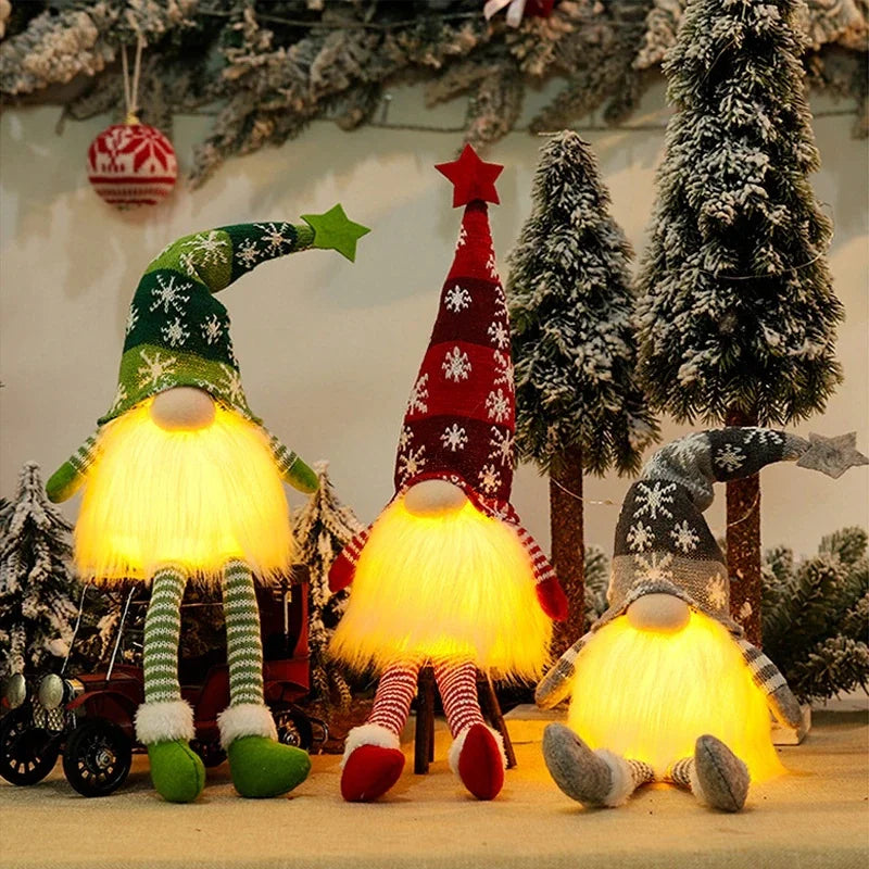 Glowing Gnome Christmas Faceless Doll Merry Christmas Home Decoration Navidad Natal Gift 2024 New Year Night Light