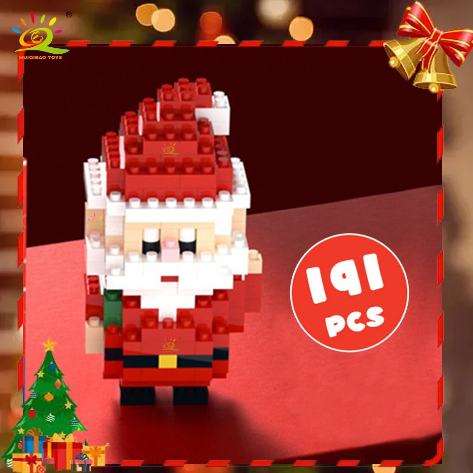 HUIQIBAO Mini Blocks Christmas Santa Claus Model Micro Bricks Building Block Toy For Kids Snowman Children's Toy Christmas Gift