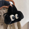 Cute Cartoon Big Eyes Dog Plush Bags For Women Winter Fashion Chains Handbags Designer Personalized Shoulder Crossbody Bag
