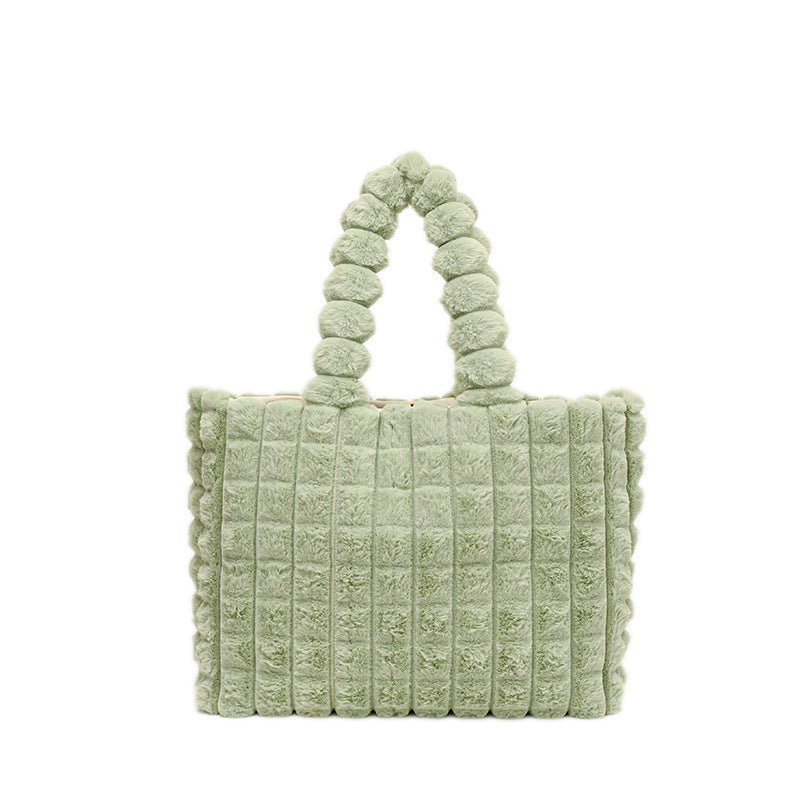 Plaid Handbags Winter Fashion High Capacity Shopping Plush Bag Korean Style Personalized Designer Luxury Tote Bags For Women