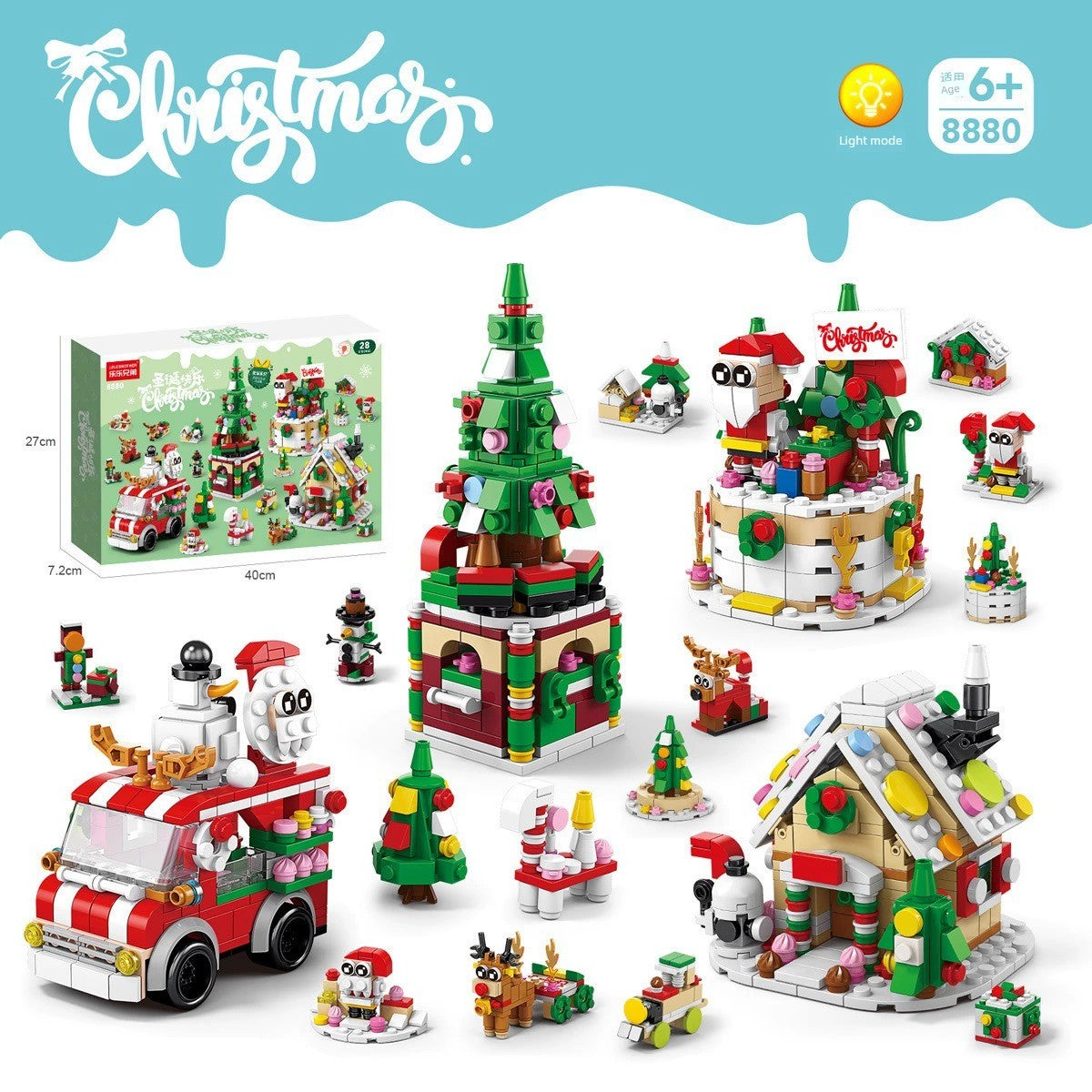 Lele Brothers 8967-1 Christmas Train Blind Box Elk Small Particles China Building Blocks Toy Children's Day Gift