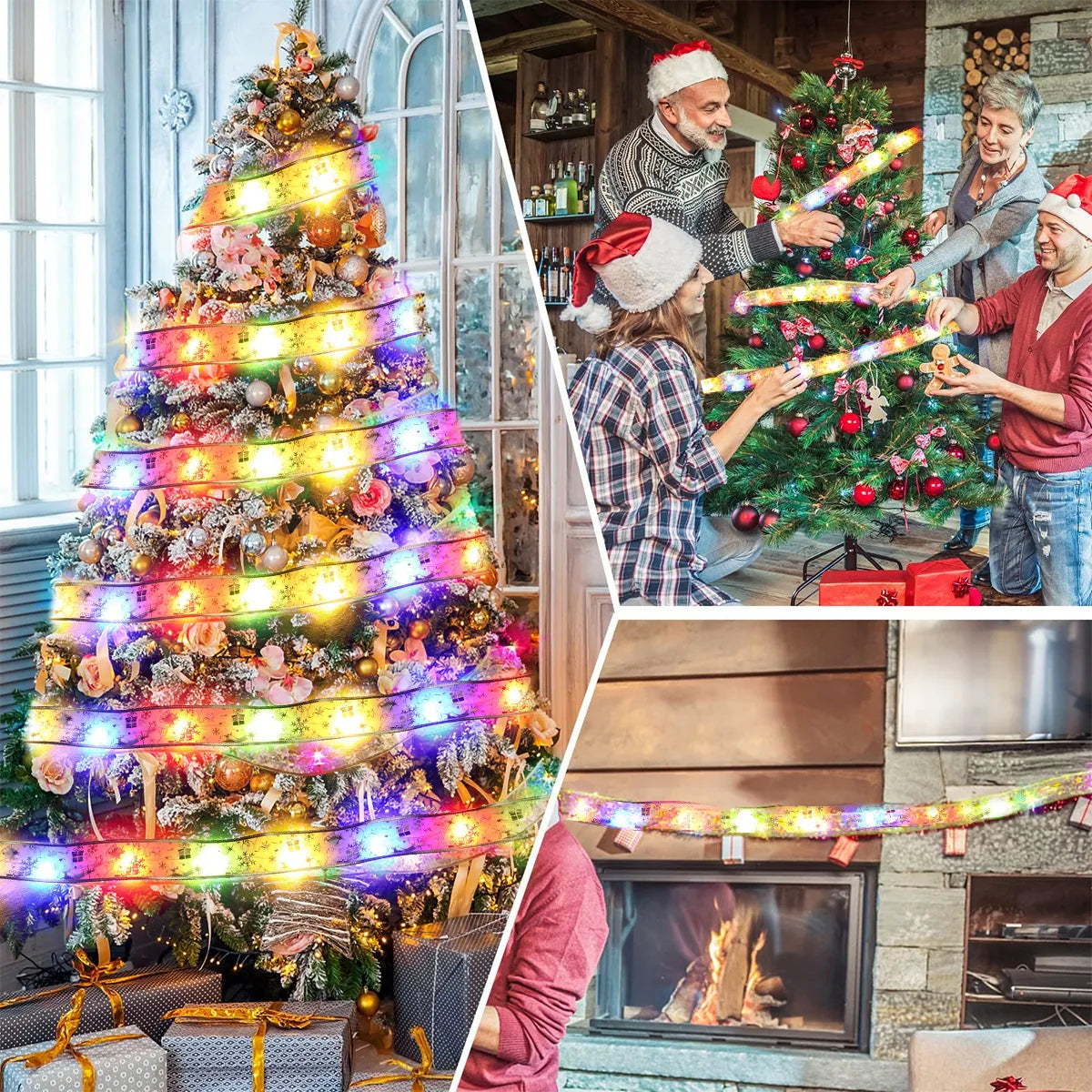 Ribbon Fairy Light Christmas Decoration Christmas Tree Ornaments For Home 2023 Xmas String Lights Navidad Natal New Year 2024